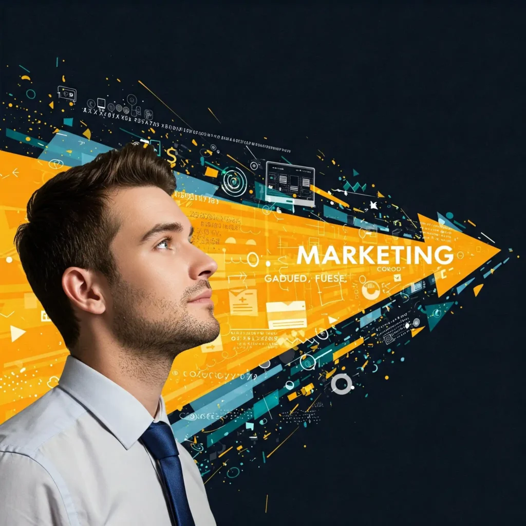 Man Looking at Marketing Arrow