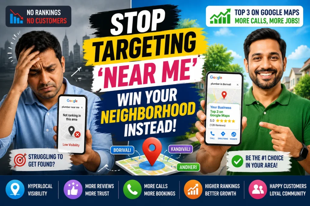Local business improving Google Maps ranking by targeting neighborhood SEO instead of near me keywords
